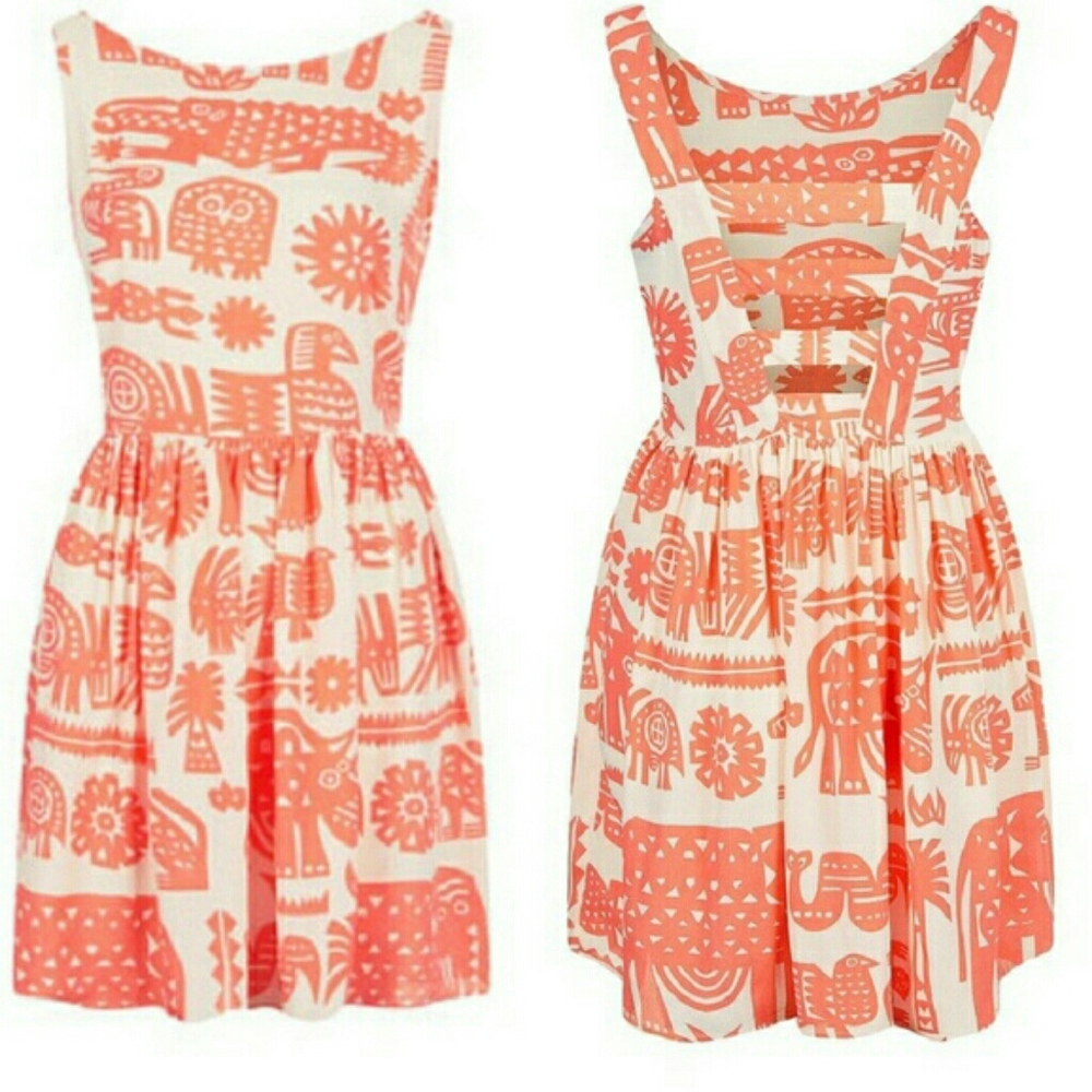 TOPSHOP Tribal Animal Print Dress (Size 12)